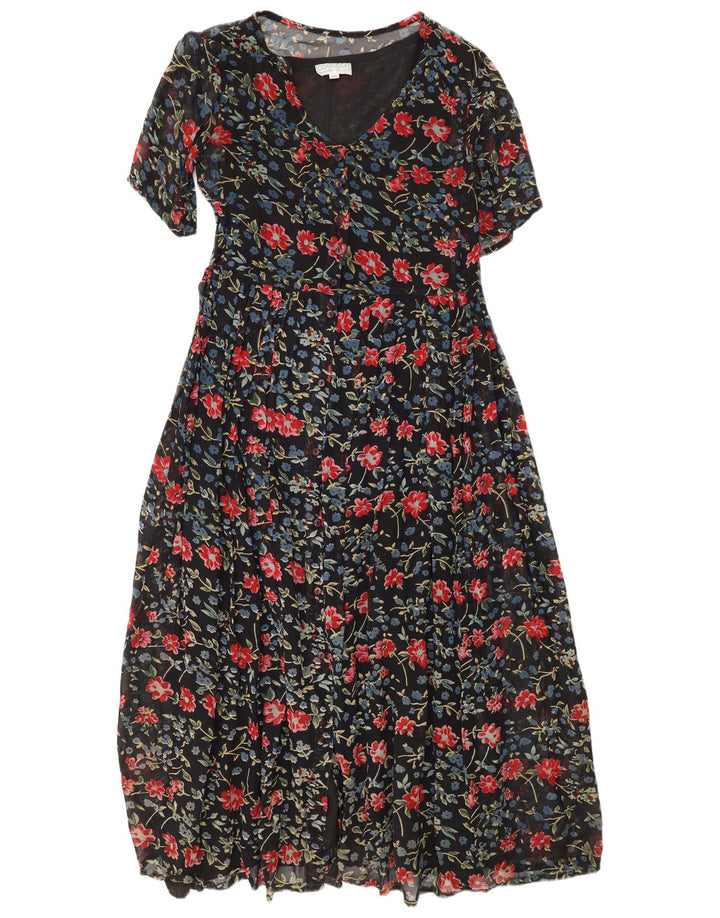Coocoon Damen Maxikleid UK 10 Small Schwarz geblümt