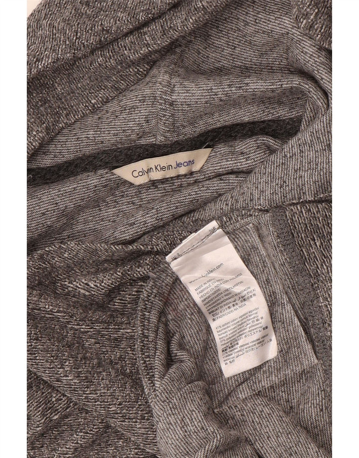 CALVIN KLEIN JEANS Damen Kapuzenpullover UK 14 Mittelgrau gefleckte Baumwolle