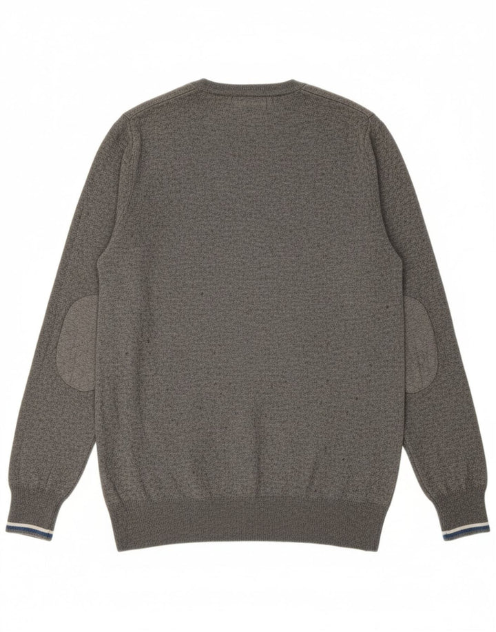 HARMONT & BLAINE Mens Crew Neck Jumper Sweater Large Grey Wool