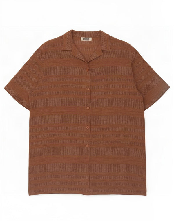 Perte by Krizia Damen Kurzarmhemd UK 16 Large Braun gestreift