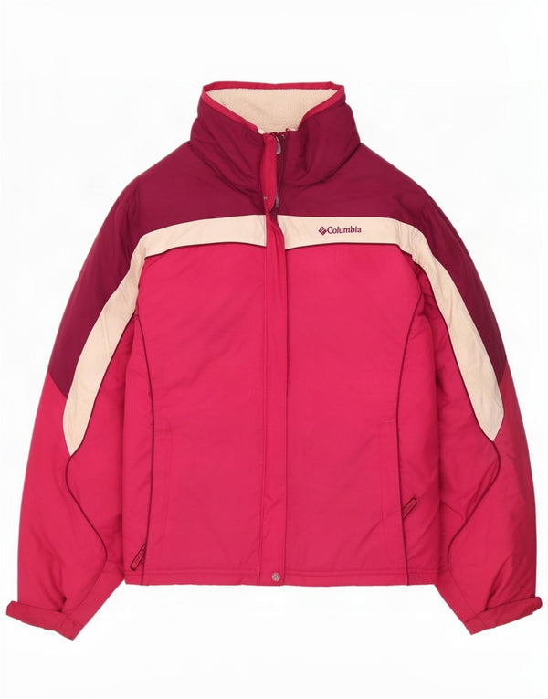Columbia Skijacke für Mädchen, 15–16 Jahre, rosafarbenes Colourblock-Polyester