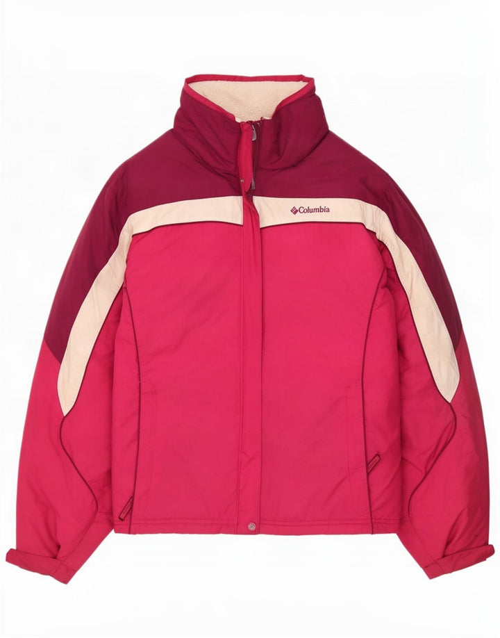 Columbia Skijacke für Mädchen, 15–16 Jahre, rosafarbenes Colourblock-Polyester