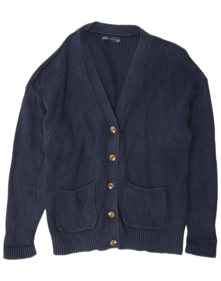 Marks & Spencer Damen-Cardigan-Pullover UK 16 Große marineblaue Baumwolle