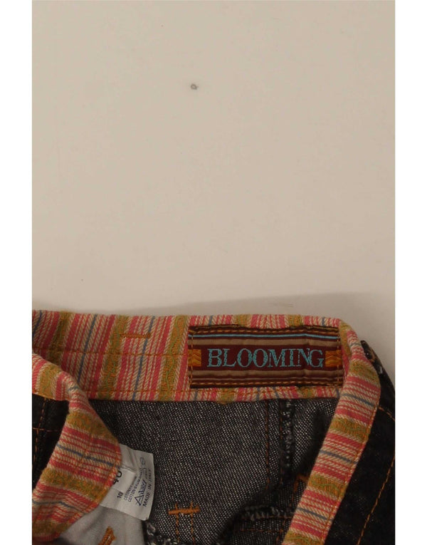 Blooming Damen-Jeansrock mit hoher Taille, Größe 40, Größe S, W24, schwarze Baumwolle