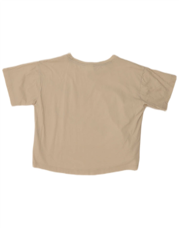 CHAMPION Damen Crop Oversize Graphic T-Shirt Top UK 10 Small Beige