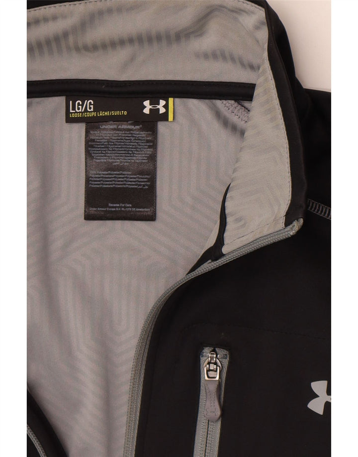 Under Armour Herren-Pullover-Trainingsanzugoberteil mit Reißverschluss und Halsausschnitt, groß, aus schwarzem Polyester