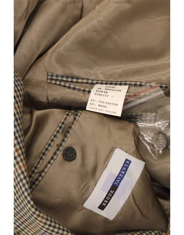 BROOK TAVERNER Herren-Blazer mit 2 Knöpfen, UK 46 3XL, grauer Hahnentrittmuster