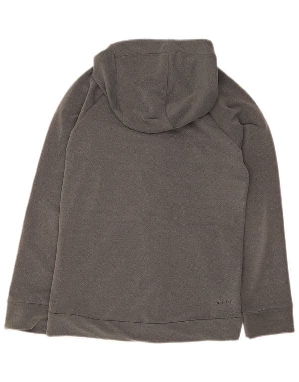 Nike Damen Dri Fit Zip Hoodie Pullover UK 14 Large Grau Polyester
