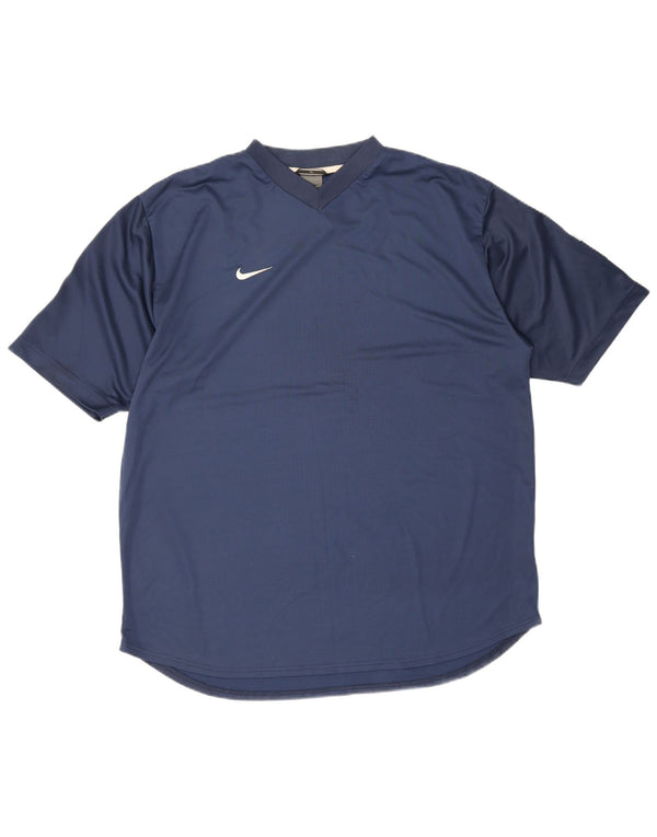 Nike Herren T-Shirt Top UK 45/47 XL Marineblau Colourblock Polyester