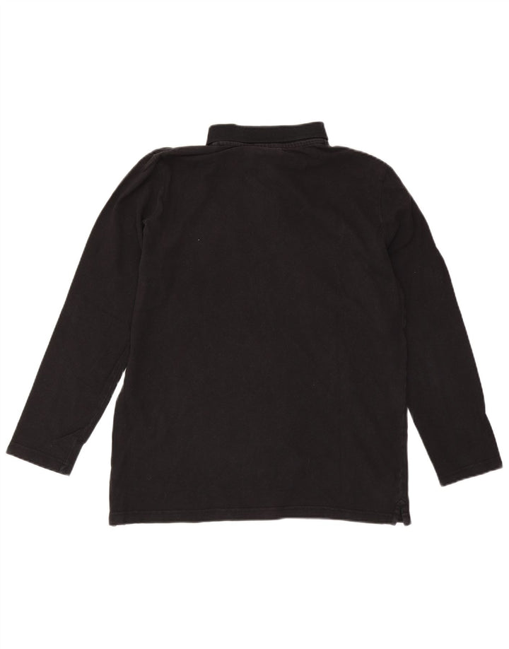 Kappa Herren-Langarm-Poloshirt aus mittelschwarzer Baumwolle