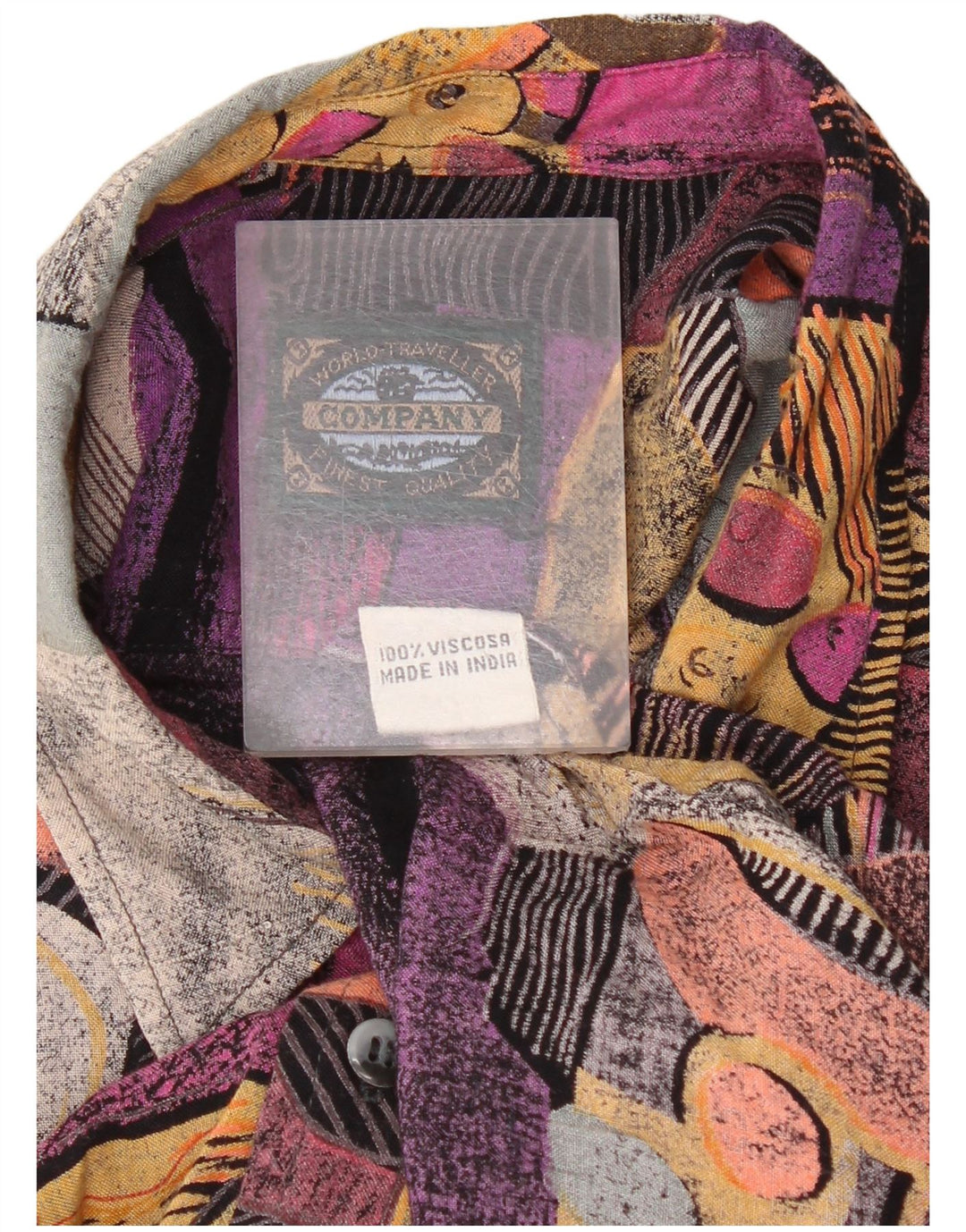 Vintage Herren-Hemd mit lockerer Passform, mittelgroß, mehrfarbig, Farbblock-Retro