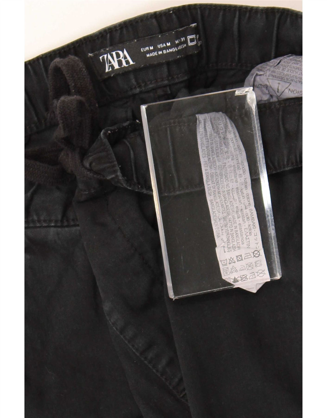 Zara Herren-Jogginghose, Cargohose, Größe M, W31, L26, Schwarz, Baumwolle