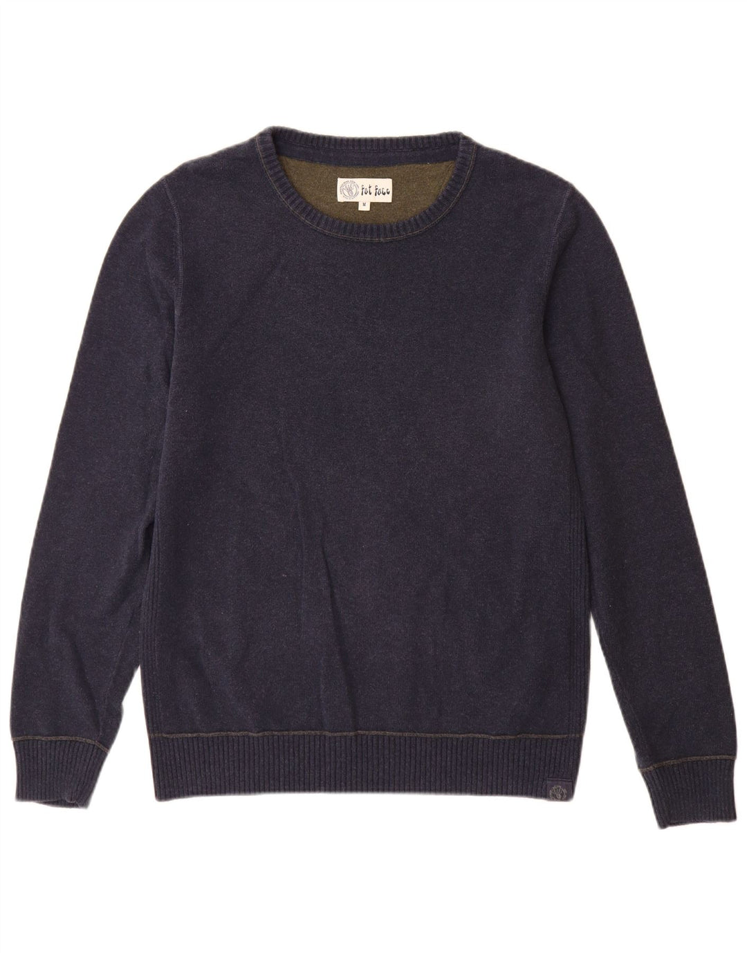 Fat Face Herren-Pullover mit U-Boot-Ausschnitt, mittelmarineblaue Baumwolle
