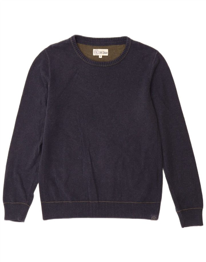 Fat Face Herren-Pullover mit U-Boot-Ausschnitt, mittelmarineblaue Baumwolle