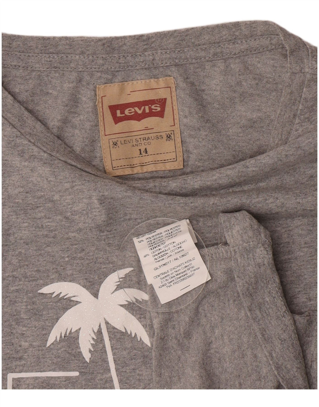 Levi's Mädchen-T-Shirt mit Grafik, 13–14 Jahre, graues Polyester