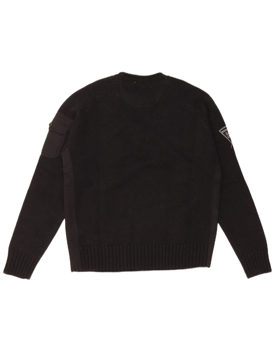 Gas Herren-Pullover mit Rundhalsausschnitt, groß, schwarze Wolle