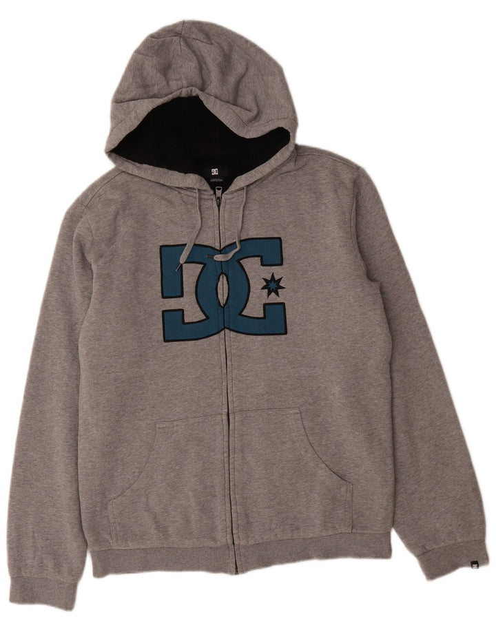 DC Herren-Kapuzenpullover mit grafischem Reißverschluss, Größe S, Grau, Baumwolle