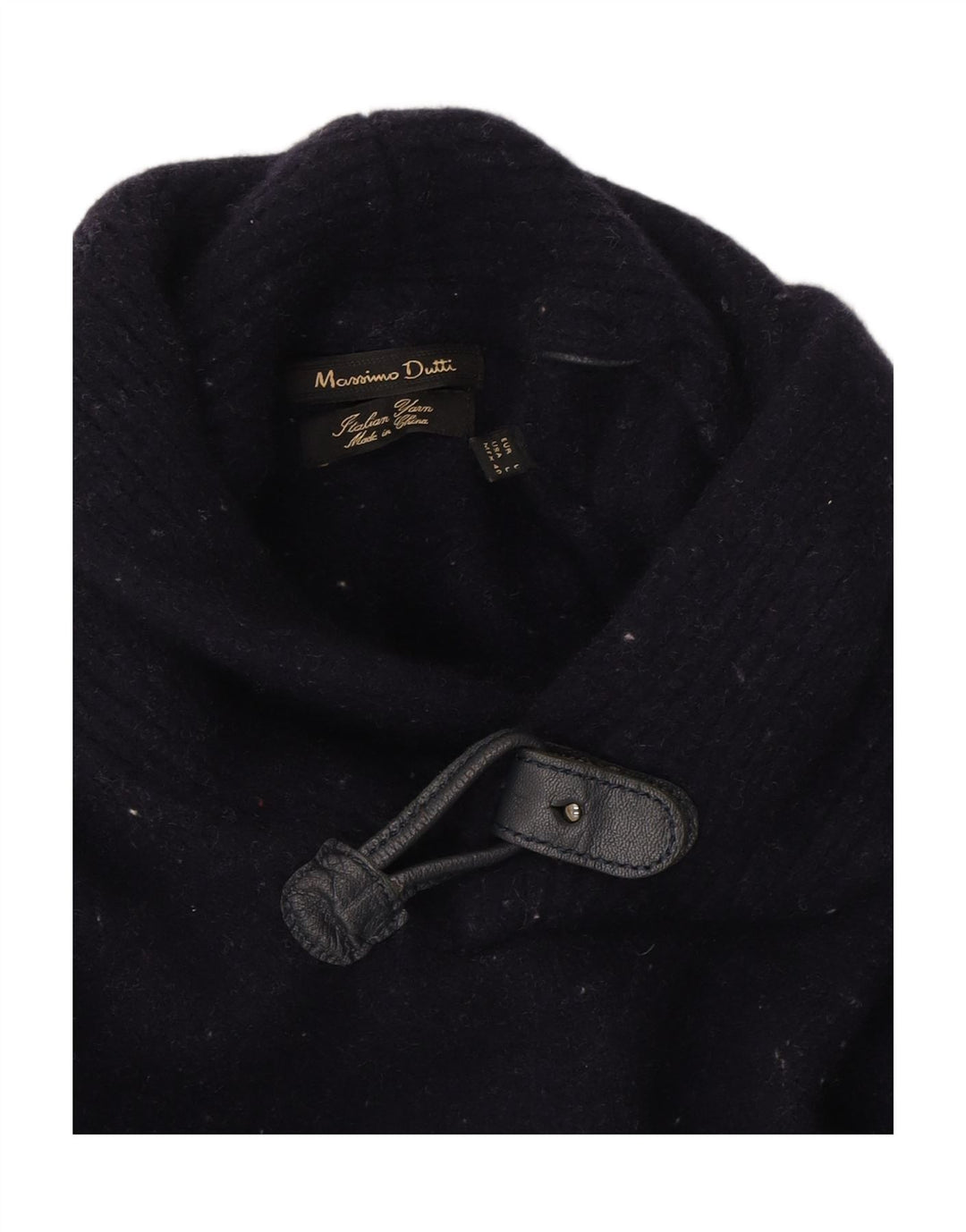 MASSIMO DUTTI Womens Shawl Neck Jumper Sweater UK 14 Large Navy Blue