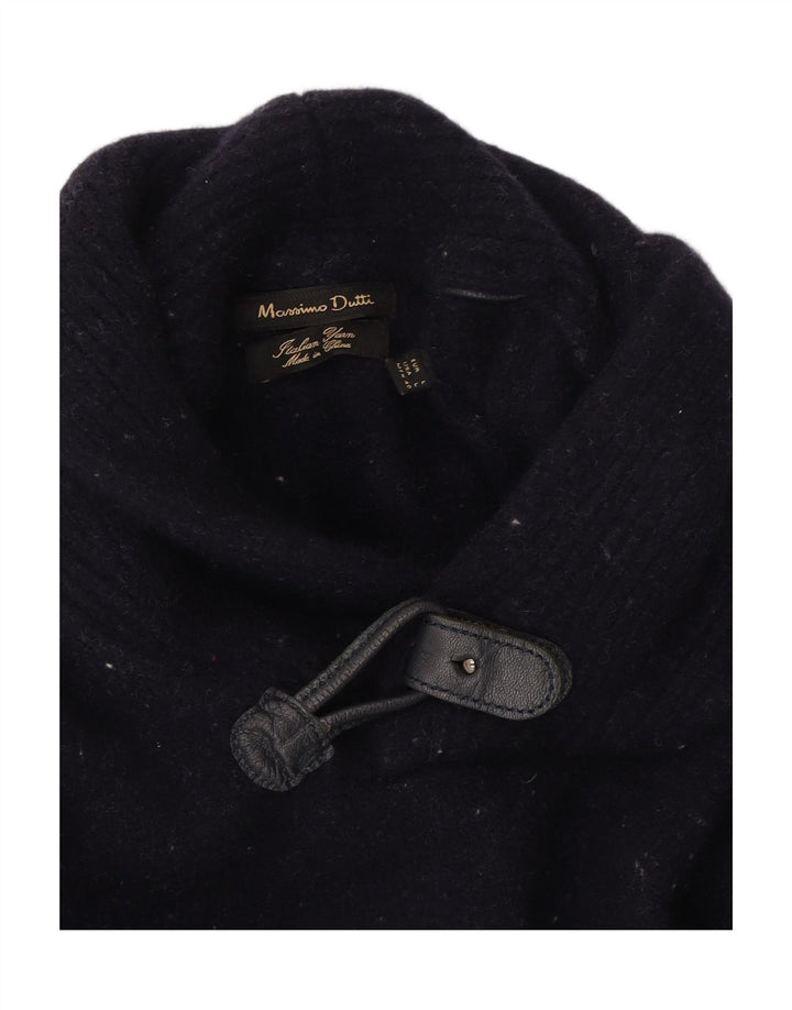 MASSIMO DUTTI Womens Shawl Neck Jumper Sweater UK 14 Large Navy Blue