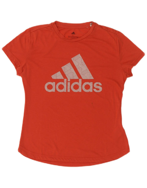 Adidas Damen Climalite Graphic T-Shirt Top UK 16/18 Large Orange Polyester