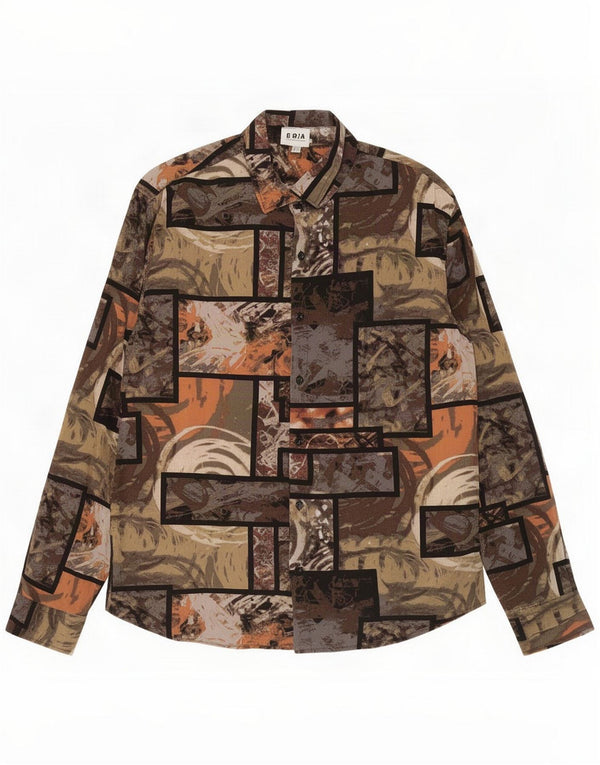 Vintage Mens Shirt Large Multicoloured Patchwork Cotton