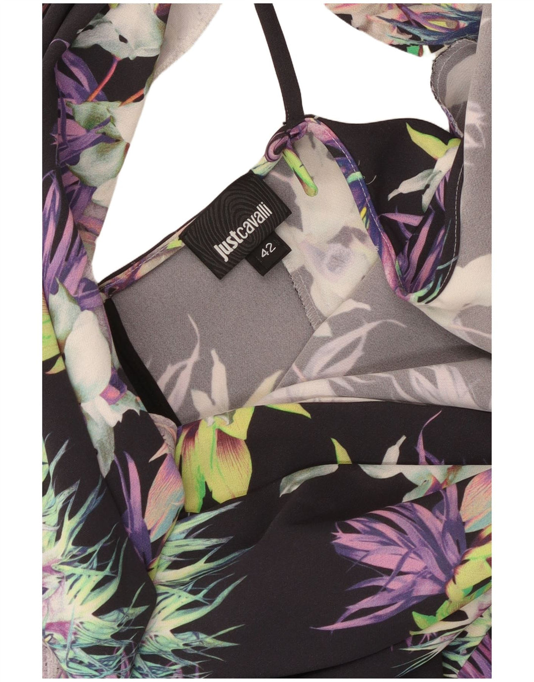Just Cavalli One-Shoulder-Kleid für Damen, IT 42, mittelgroß, mehrfarbig, mit Blumenmuster