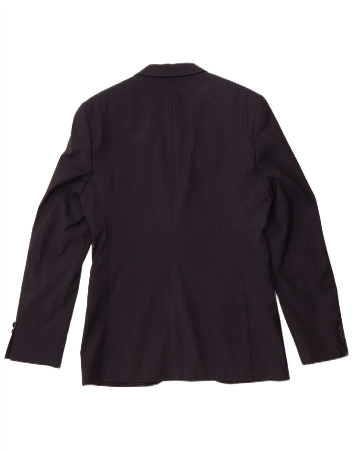 JAEGER Herren-Blazerjacke mit 2 Knöpfen, Gr. 36, klein, marineblau, kariert, Wolle