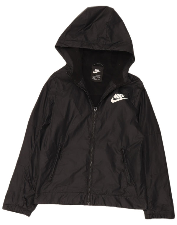 Nike Jungen-Windbreakerjacke mit Kapuze, 12–13 Jahre, groß, schwarzes Polyester