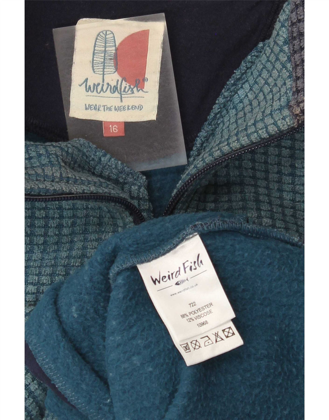 Weird Fish Damen-Fleecepullover mit Reißverschluss am Hals, UK 16, Größe L, Blau, Polyester