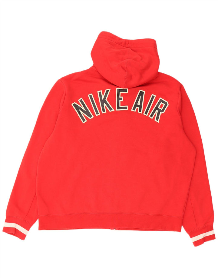 Nike Herren-Kapuzenpullover mit grafischem Reißverschluss, groß, aus roter Baumwolle