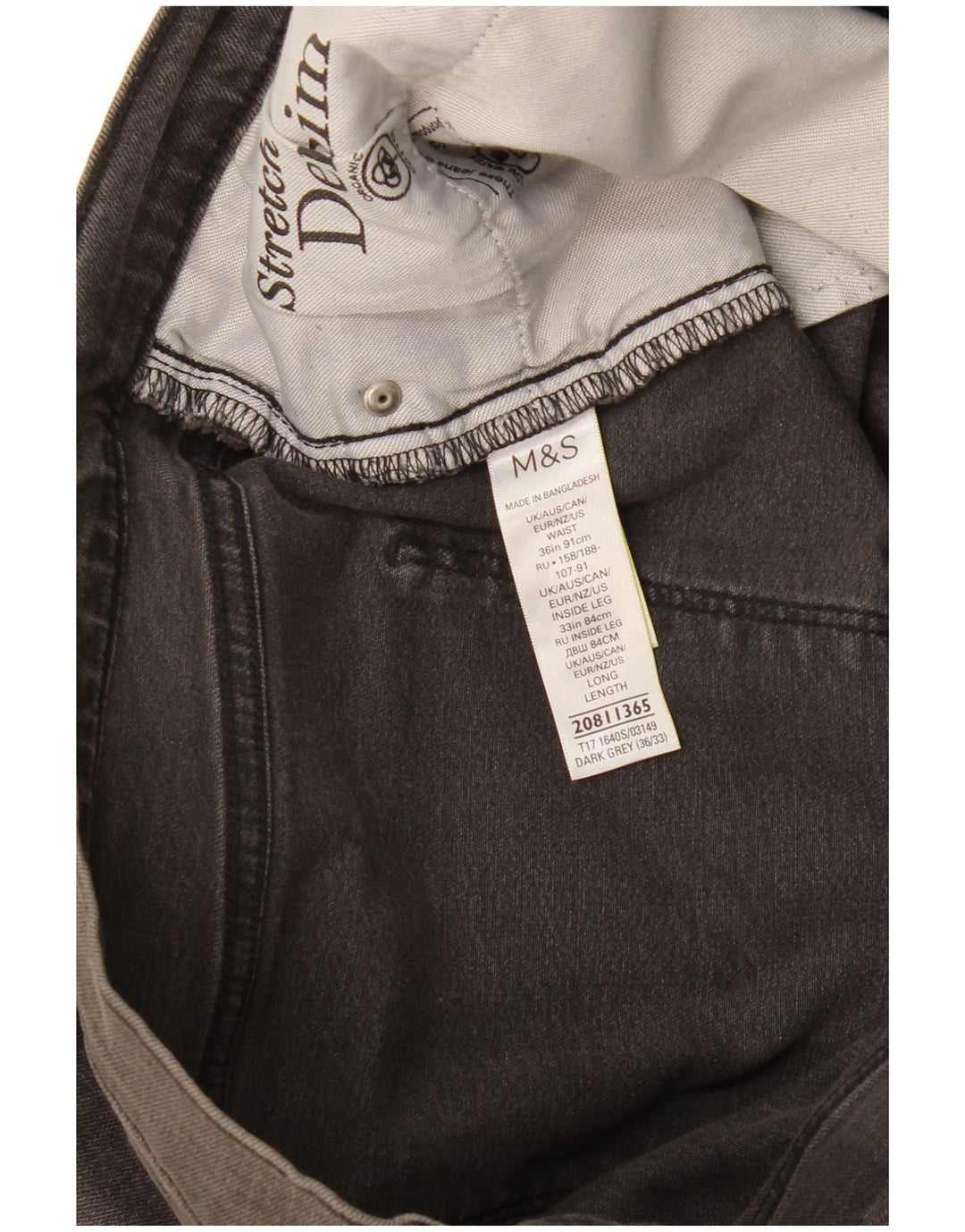 Marks & Spencer Herren Slim Jeans W36 L33 Graue Baumwolle