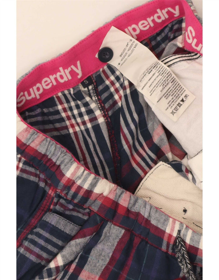 Superdry Hotpants für Damen, Größe S, Größe S, marineblau, kariert, Baumwolle