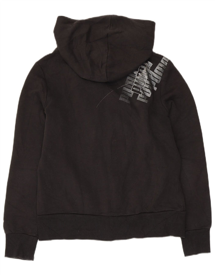 PUMA Damen Graphic Zip Hoodie Pullover UK 14 Große schwarze Baumwolle