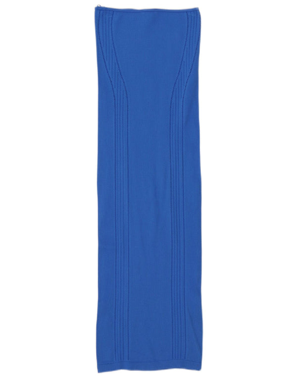Zara Damen Trägerloses Kleid UK 4 XS Blau Polyamid