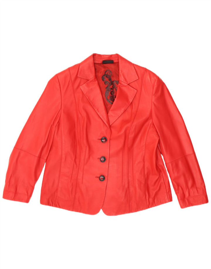 Gerry Weber Damen-Blazerjacke aus Leder mit 3 Knöpfen, UK 20, 2XL, rotes Leder
