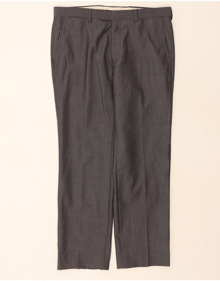 Gerade Herren-Anzughose von Marks & Spencer, W34, L29, graue Wolle