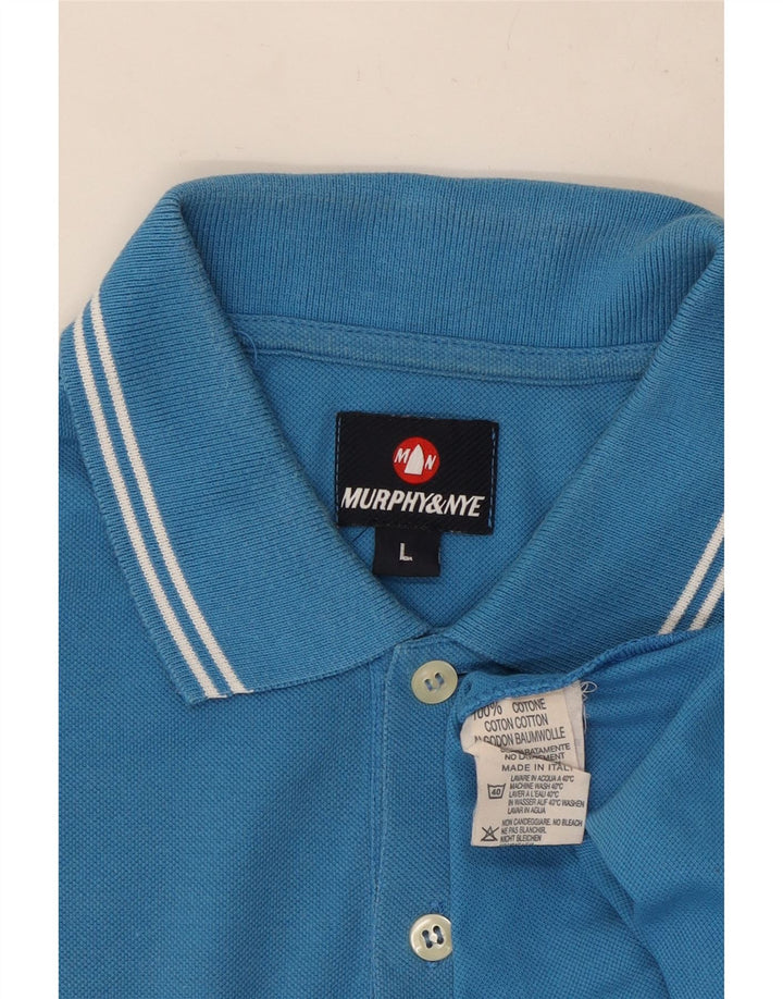Murphy & Nye Herren-Poloshirt, große blaue Baumwolle