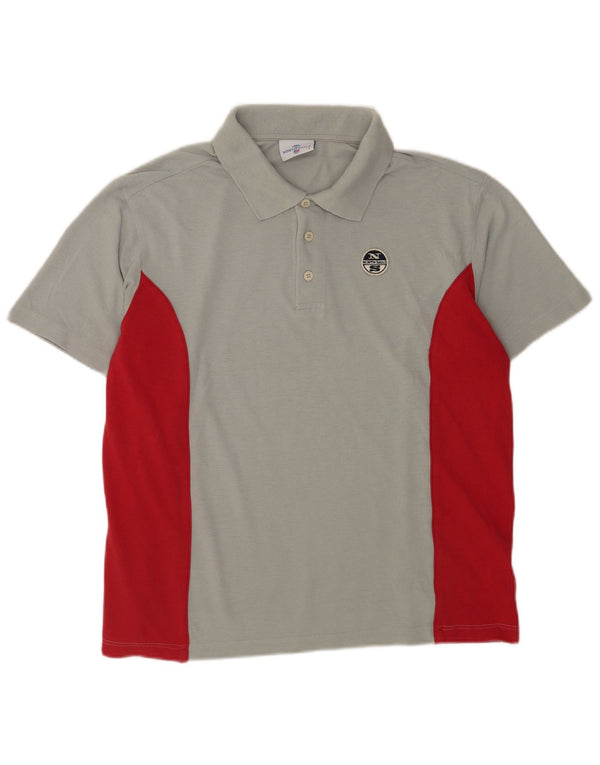 North Sails Herren-Poloshirt, groß, Grau, Farbblock