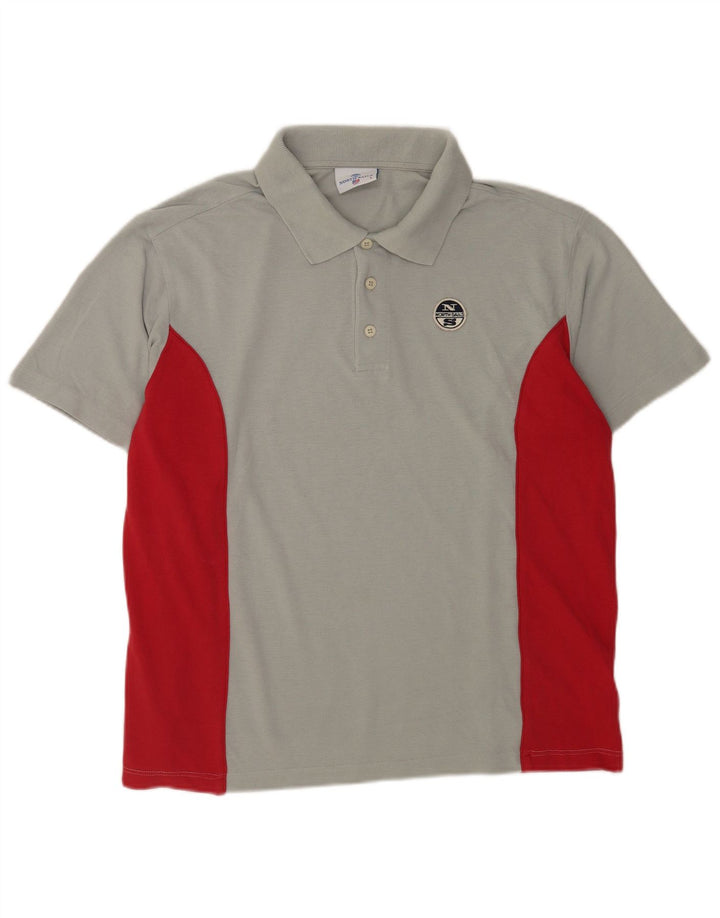 North Sails Herren-Poloshirt, groß, Grau, Farbblock