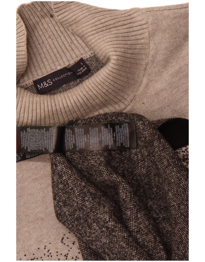 Marks & Spencer Rollkragenpullover für Damen, Gr. 10, Größe S, Grau gefleckt