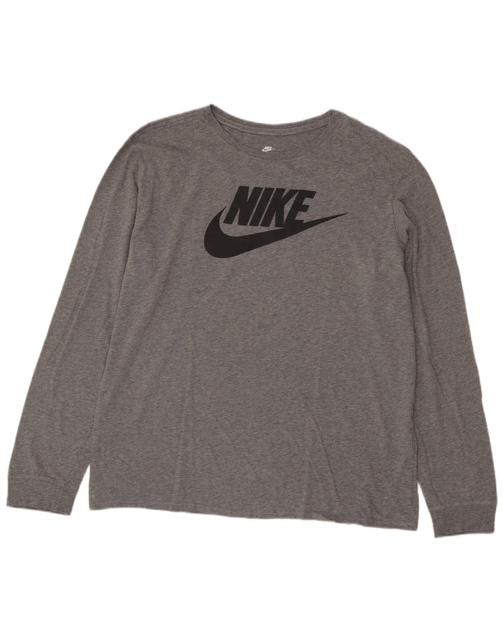 NIKE Herren Athletic Cut Graphic Top Langarm XL Grau meliert