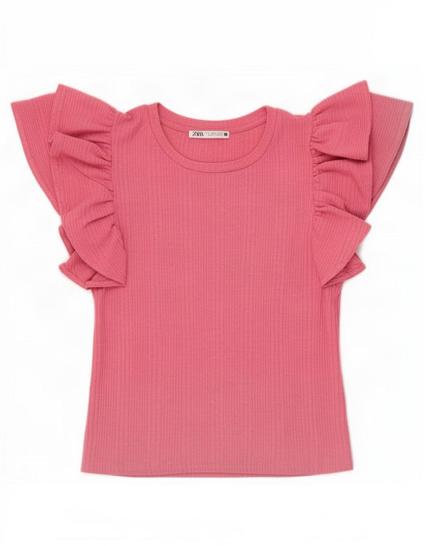 Zara Damen Crop Bluse Top UK 8 Small Pink
