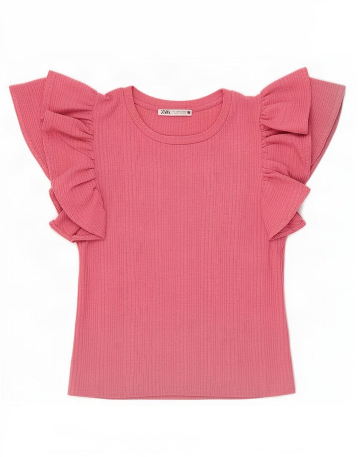 Zara Damen Crop Bluse Top UK 8 Small Pink