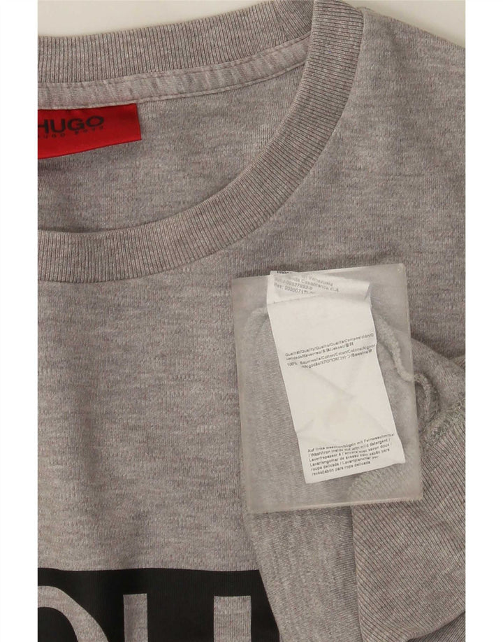 Hugo Boss Herren-Sweatshirt mit Grafik, groß, graue Baumwolle