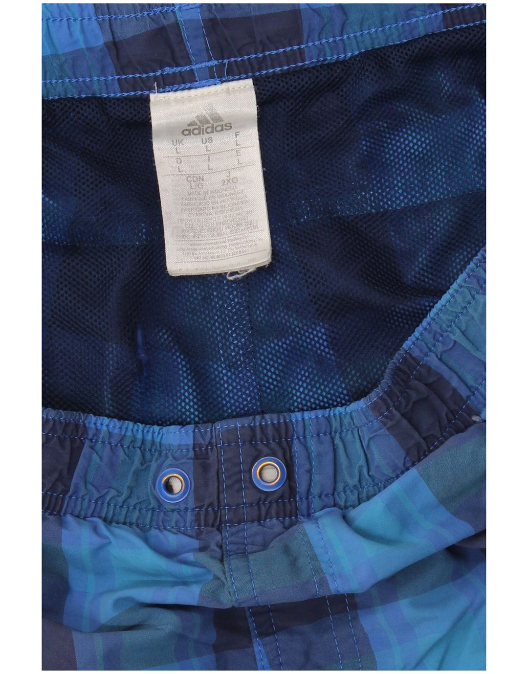 ADIDAS Herren-Badeshorts, groß, blau kariertes Nylon