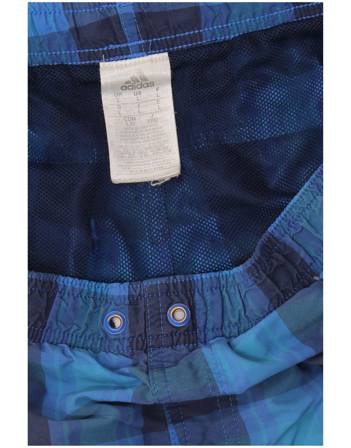 ADIDAS Herren-Badeshorts, groß, blau kariertes Nylon