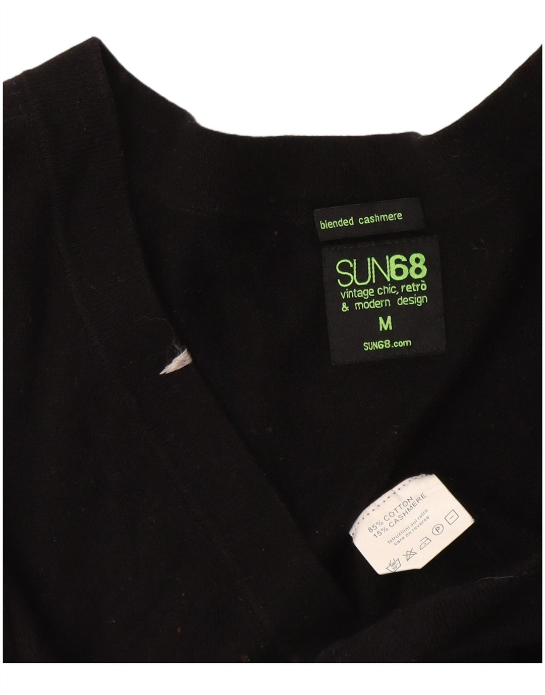 Sun68 Damen Longline-Cardigan-Pullover UK 12 Mittelschwarze Baumwolle