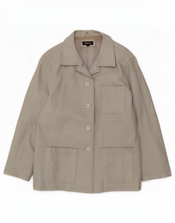 Sinequanone Damen Übergroße Leder-Utility-Jacke UK 10 Small Grau