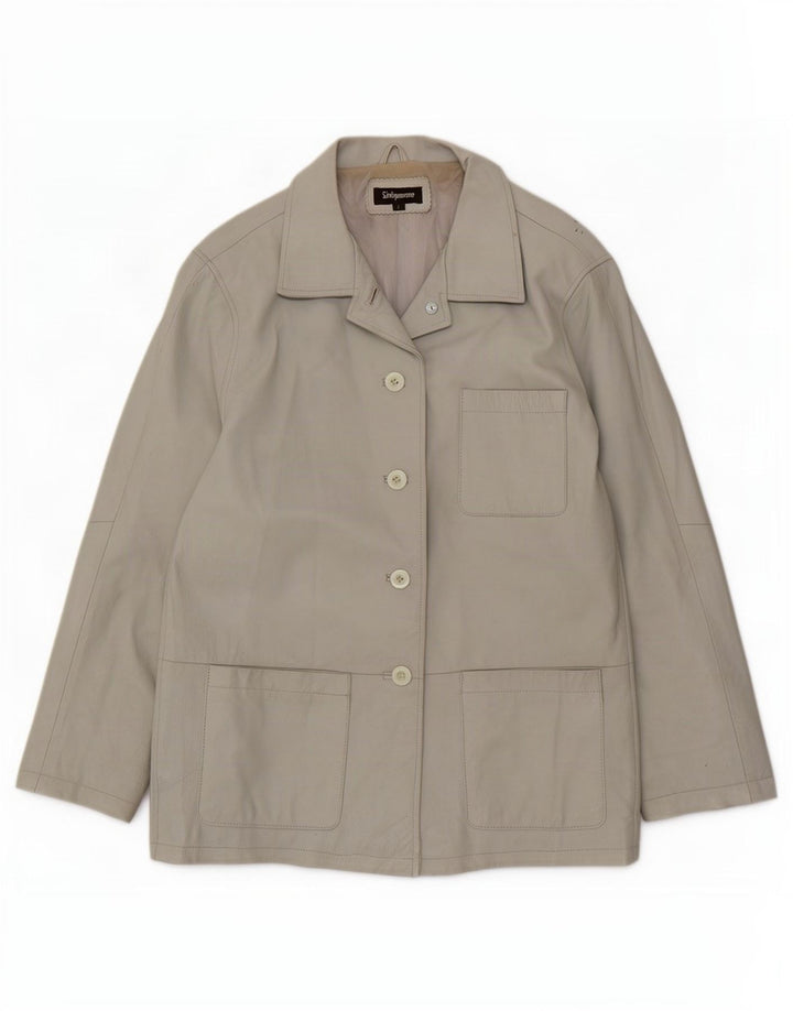 Sinequanone Damen Übergroße Leder-Utility-Jacke UK 10 Small Grau