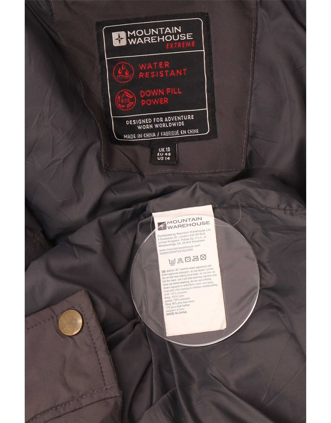 Mountain Warehouse Wattierter Damenmantel mit Kapuze, UK 18, XL, Grau, Polyester